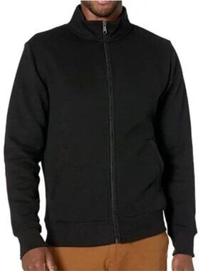 Amazon Essentials Mens Size Medium Sweatshirt Mock Neck Full-Zip Black Fleece